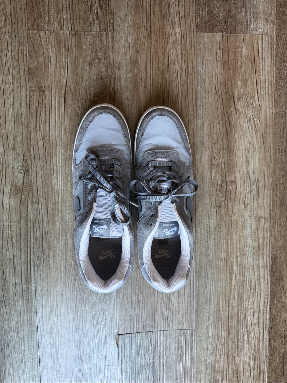 Nike Grey and White Low-Top Skate Sneakers